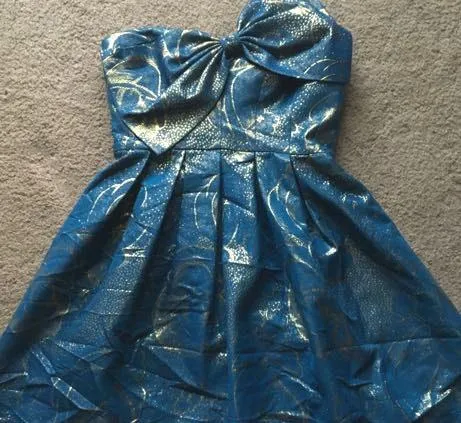 Teal And Gold Cocktail Dress - Image 3