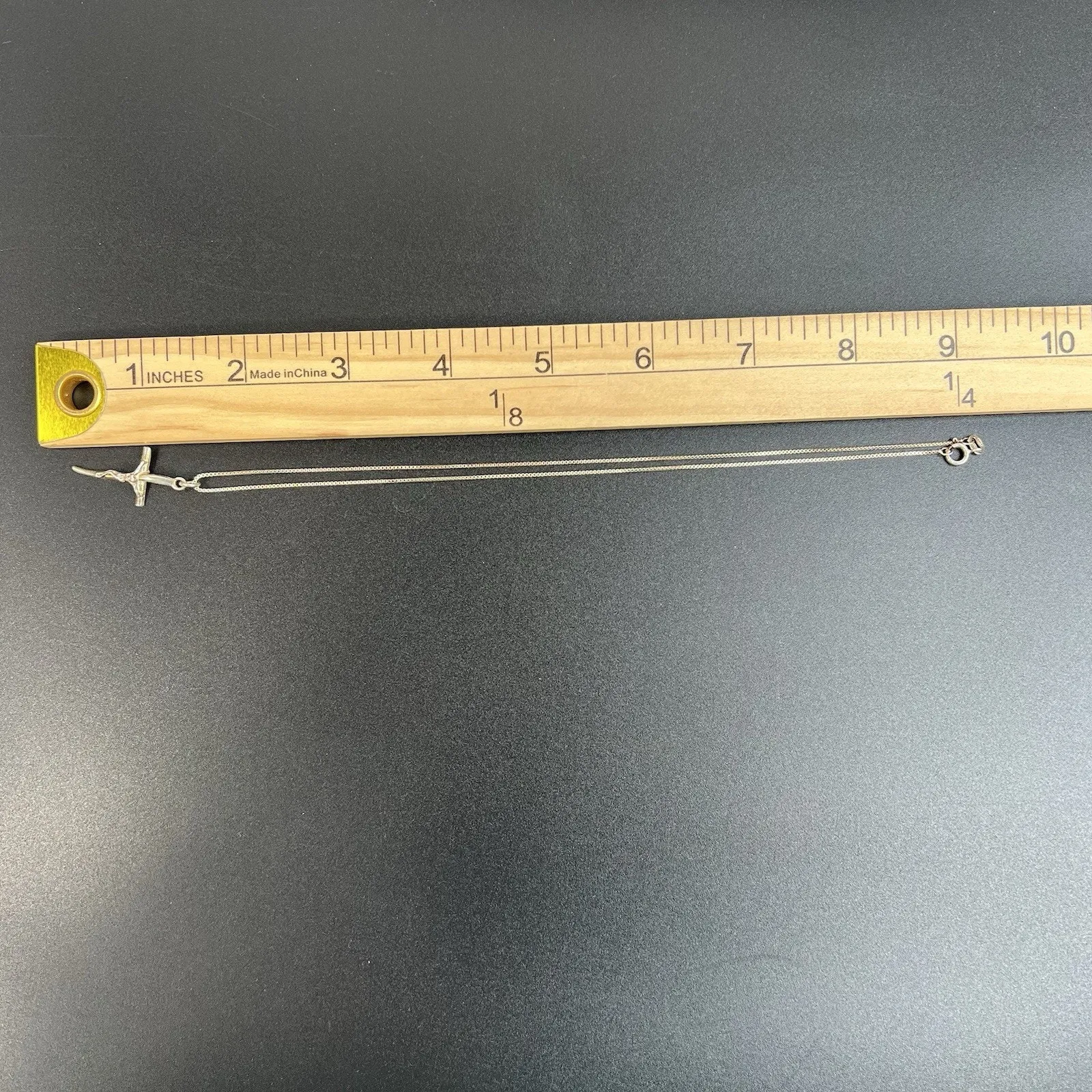 Sterling Silver 925 Crucifix Cross Pendant Chain Necklace Italy Dainty - Image 8