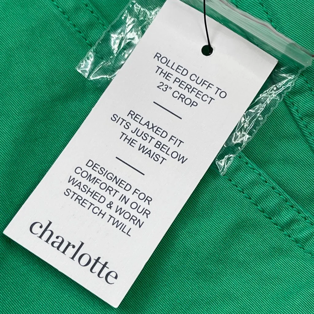 Crown‎ & Ivy Charlotte Crop Pants Women's 10 Green Rolled Cuff Relaxed Fit NEW - Image 6
