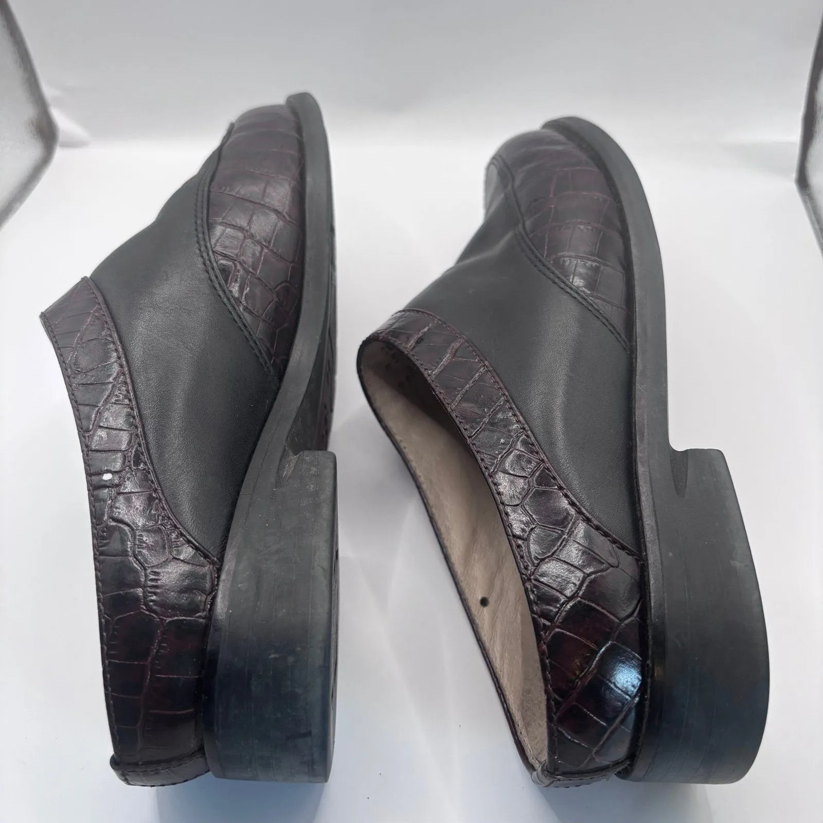 Ariat ATS Apron-Toe Mules Womens Size 7B Black & Brown Leather Slides Clogs - Image 7