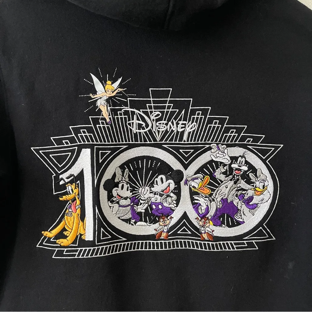 Disney Parks Disney100 Mickey Mouse Black Zip Hoodie XS - Image 12