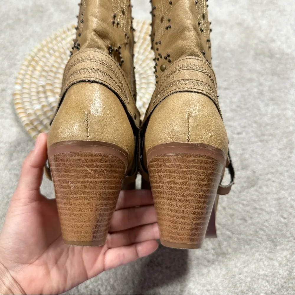Dingo Addie Women’s Harness Boots Mid-Calf Rhinestone Western Rodeo Cowgirl Tan - Image 7