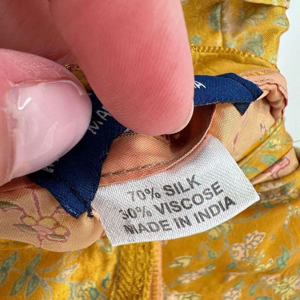 Mexicali Blues Floral Mixed Print Silk Blend Wrap MIDI Skirt Cottagecore Boho OS - Image 4