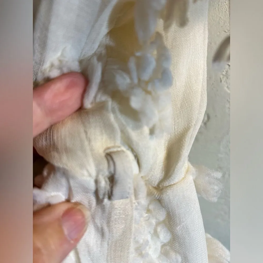 Dress by Vernacular, mini to knee, ivory cream with gorgeous floral poofs Medium - Image 15