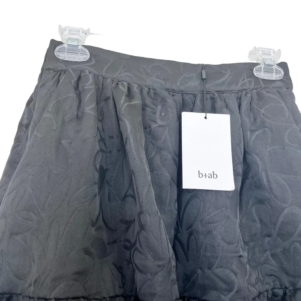 B + AB black full tiered floral tonal Injection midi skirt size Small NWT - Image 2