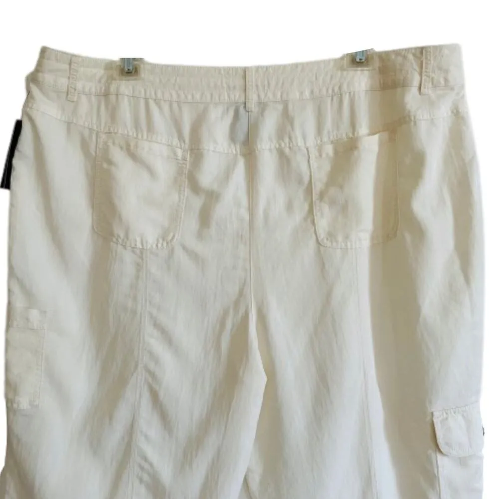 Rafaella Studio Capri Pants Cream Lightweight Pockets Cargo Plus Size 22W NEW - Image 7