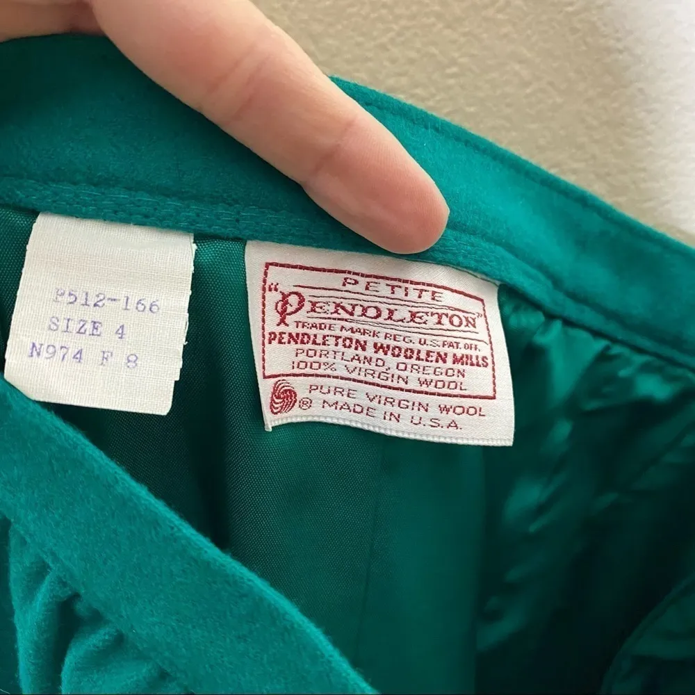 Vintage Pendleton Forest Emerald Green 2 Piece Skirt Set Wool Blazer - Image 9