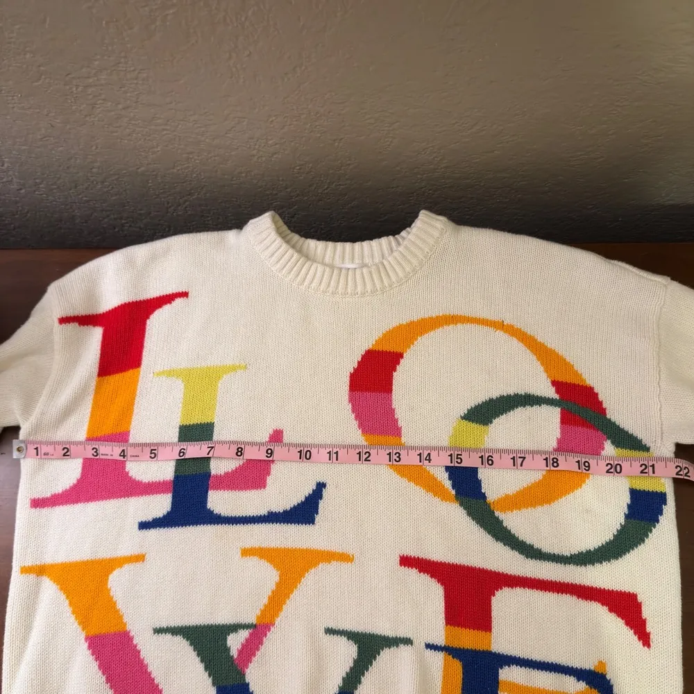Minnie Rose Love Sweater Cotton Cashmere Colorful Knit Pullover XS White - Image 5