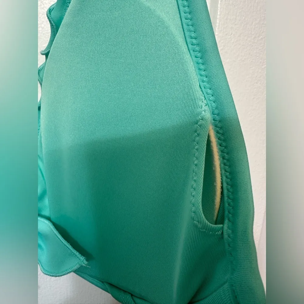 NWOT  VICTORIA'S SECRET Capri Teal Ruffle Halter Bikini Swim Top - Image 3