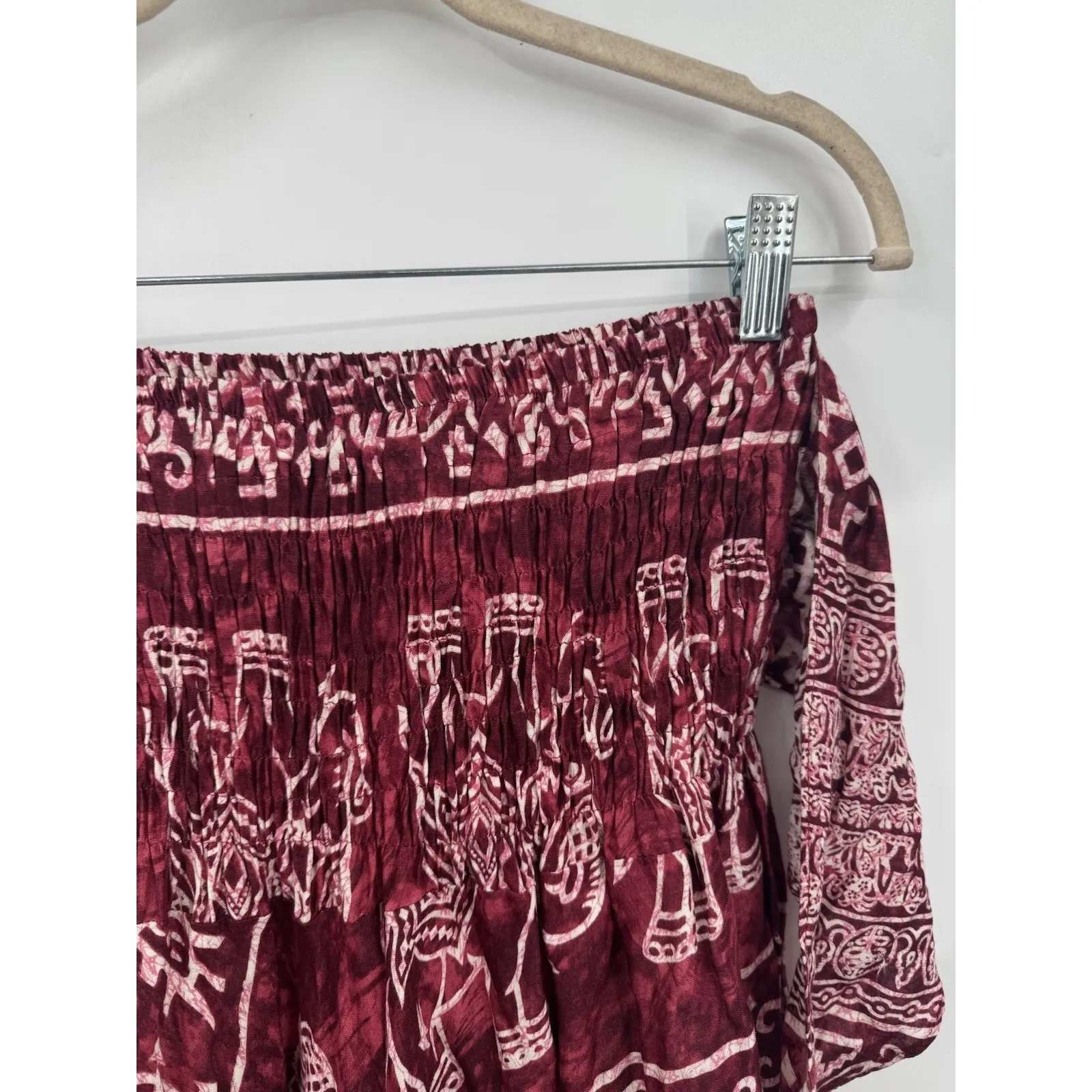 Bangkok Pant Elephant India Midi Asymmetrical Skirt Women Large Red Animal Retro - Image 7