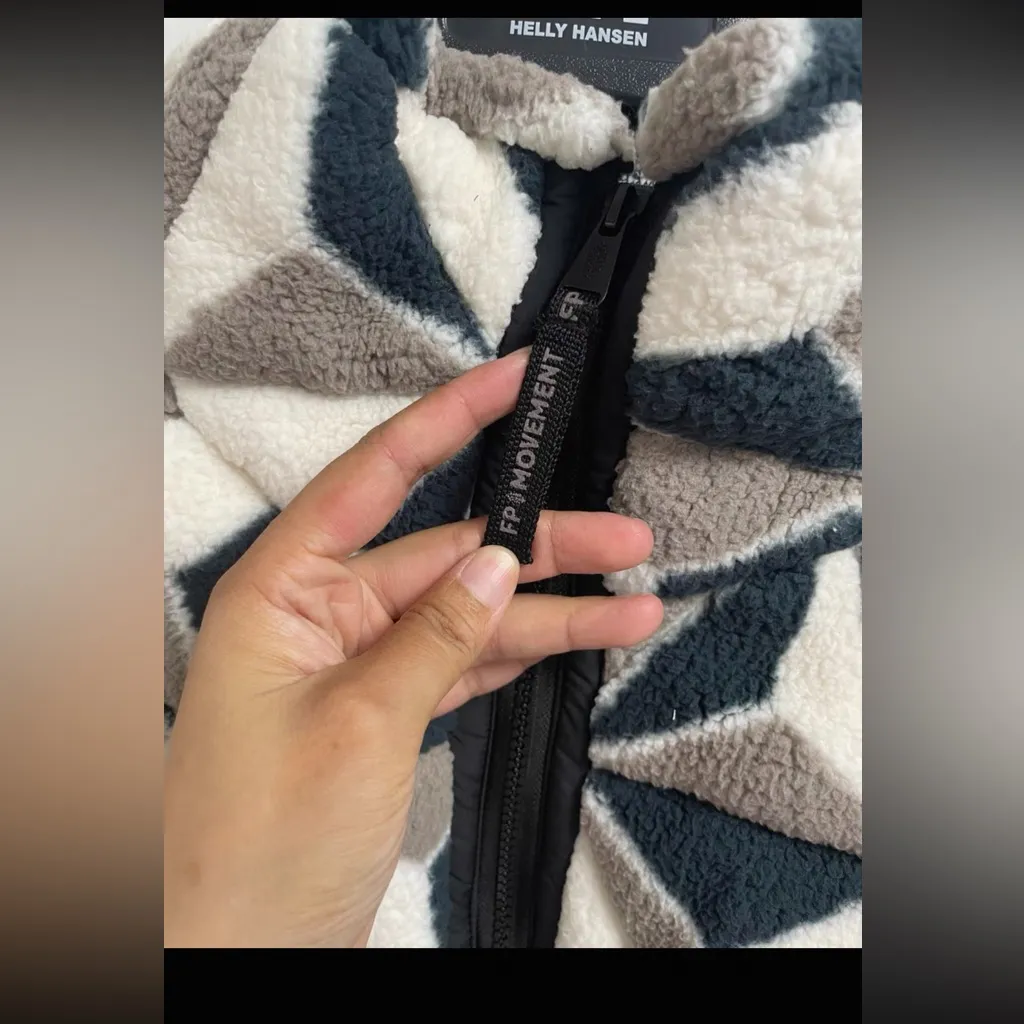 Free People Movement Geometric Patterned Jacket Blue Size M - Image 6