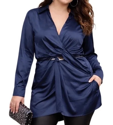 Soft Surroundings Collared Long Sleeve Pleated Pullover Tunic Blouse Size XXL - Image 1