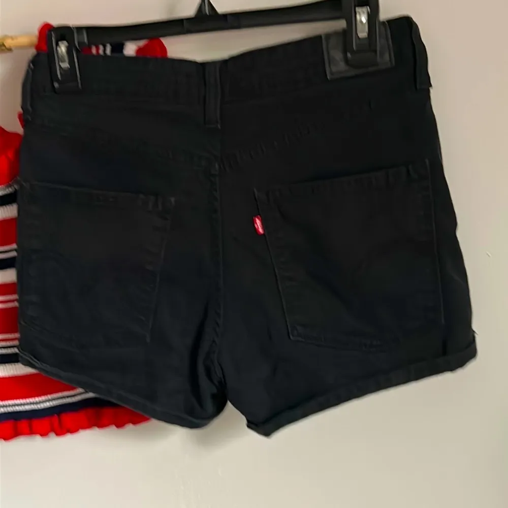 Levi’s High Rise Black Stretch Denim Rolled Cuff Jean Shorts - Image 4