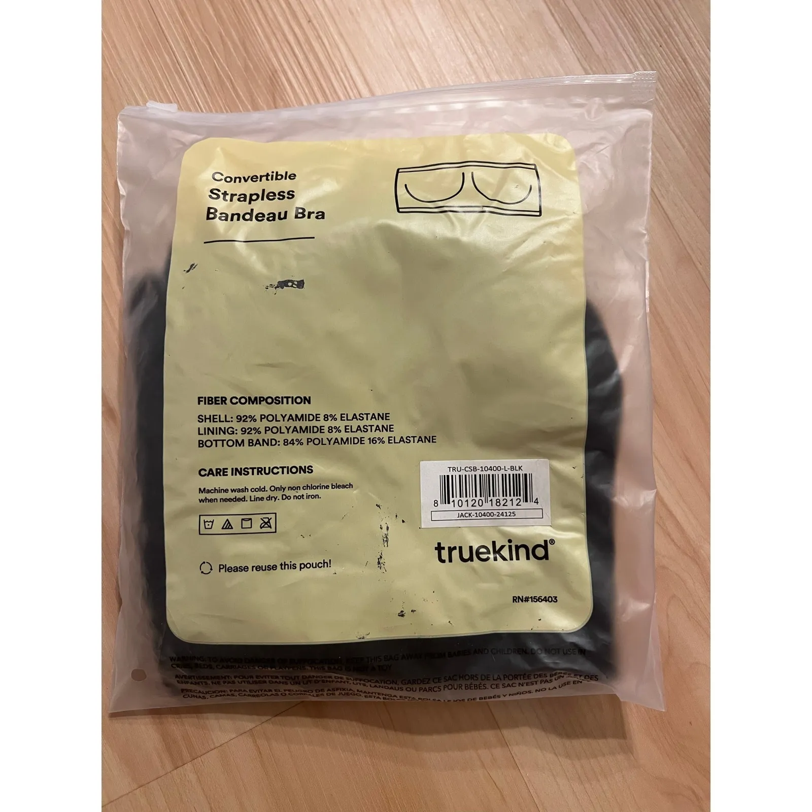 Truekind Convertible Strapless Bandeau Bra Black Size L - Image 4