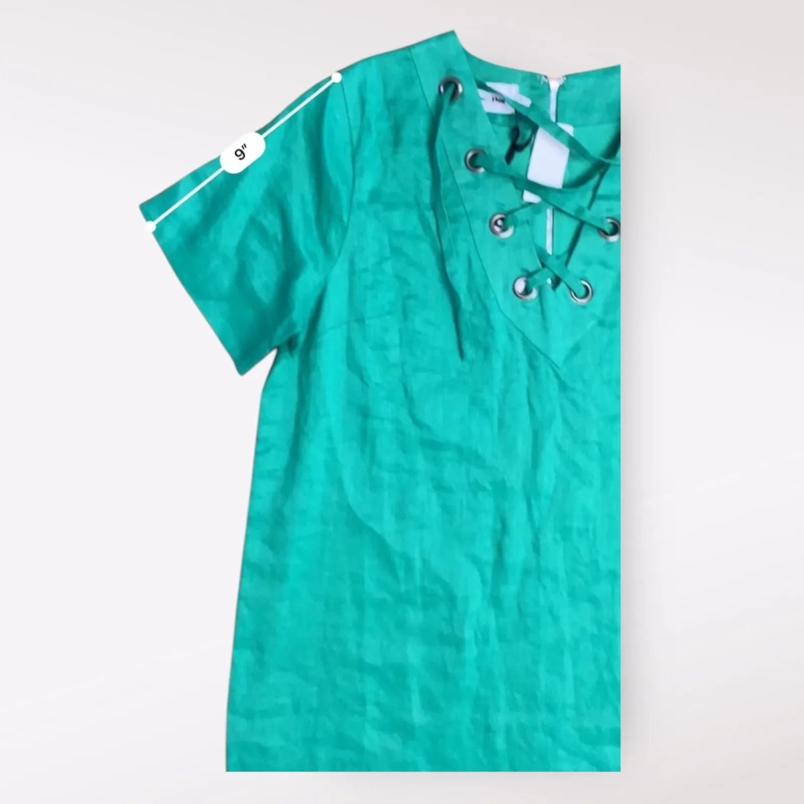 Line & Dot‎ Kelly Green Linen Delaney Mini Dress NWT Size L Preppy Sundress - Image 6