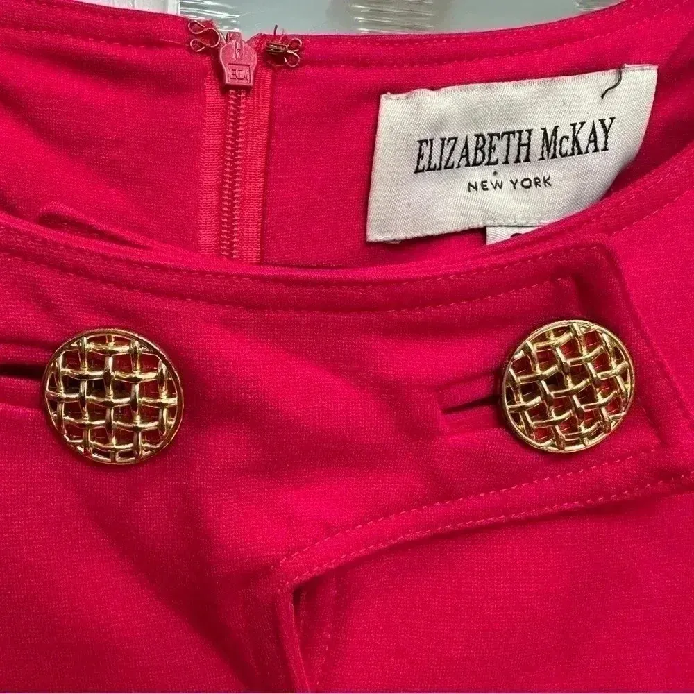 Vintage Elizabeth McKay Designer Fuchsia Heavy Italian Ponte Midi Dress Size 8 Pink - Image 2