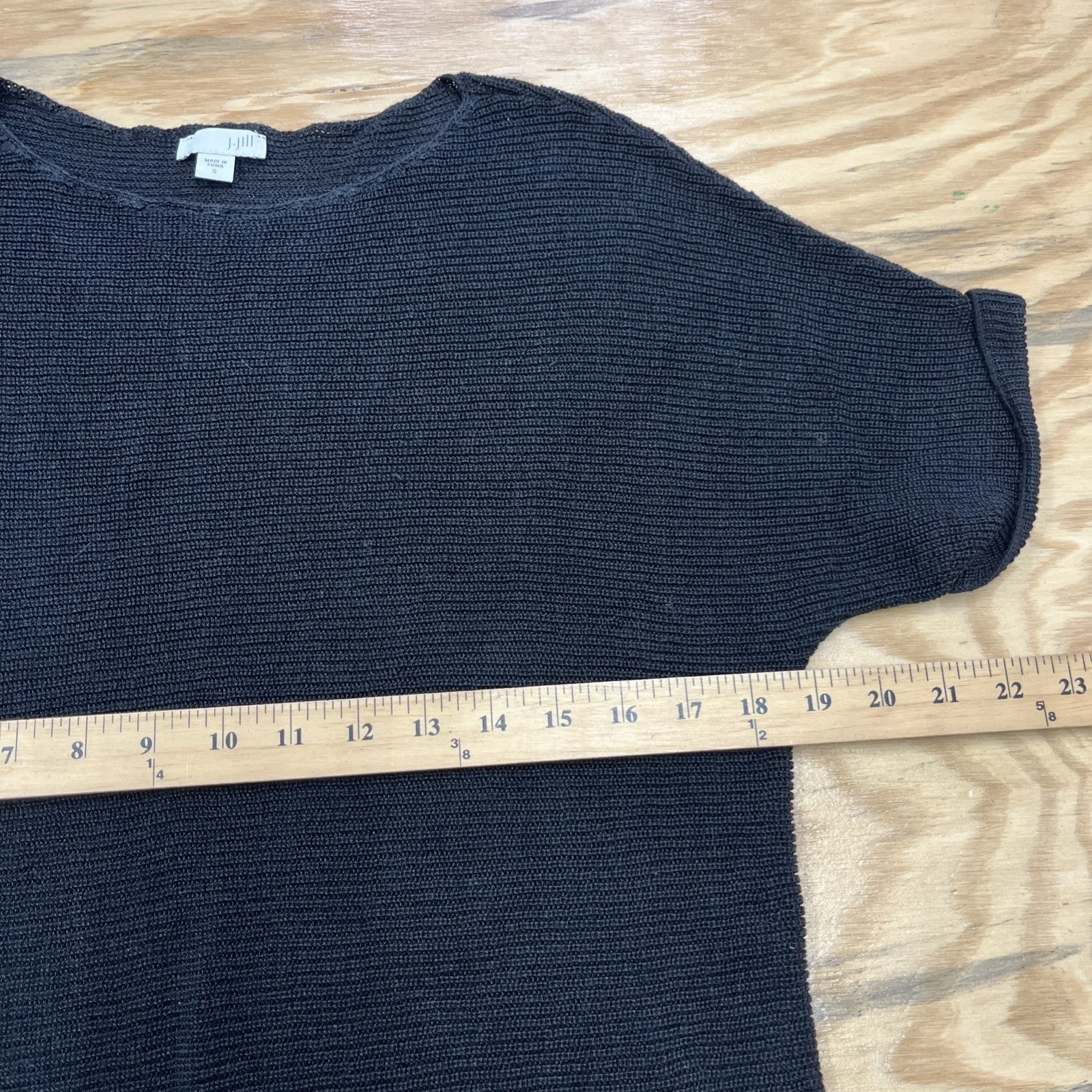 J Jill Linen Blend Sweater Tunic Soft Knit Black Size Small Slouchy Lagenlook - Image 10