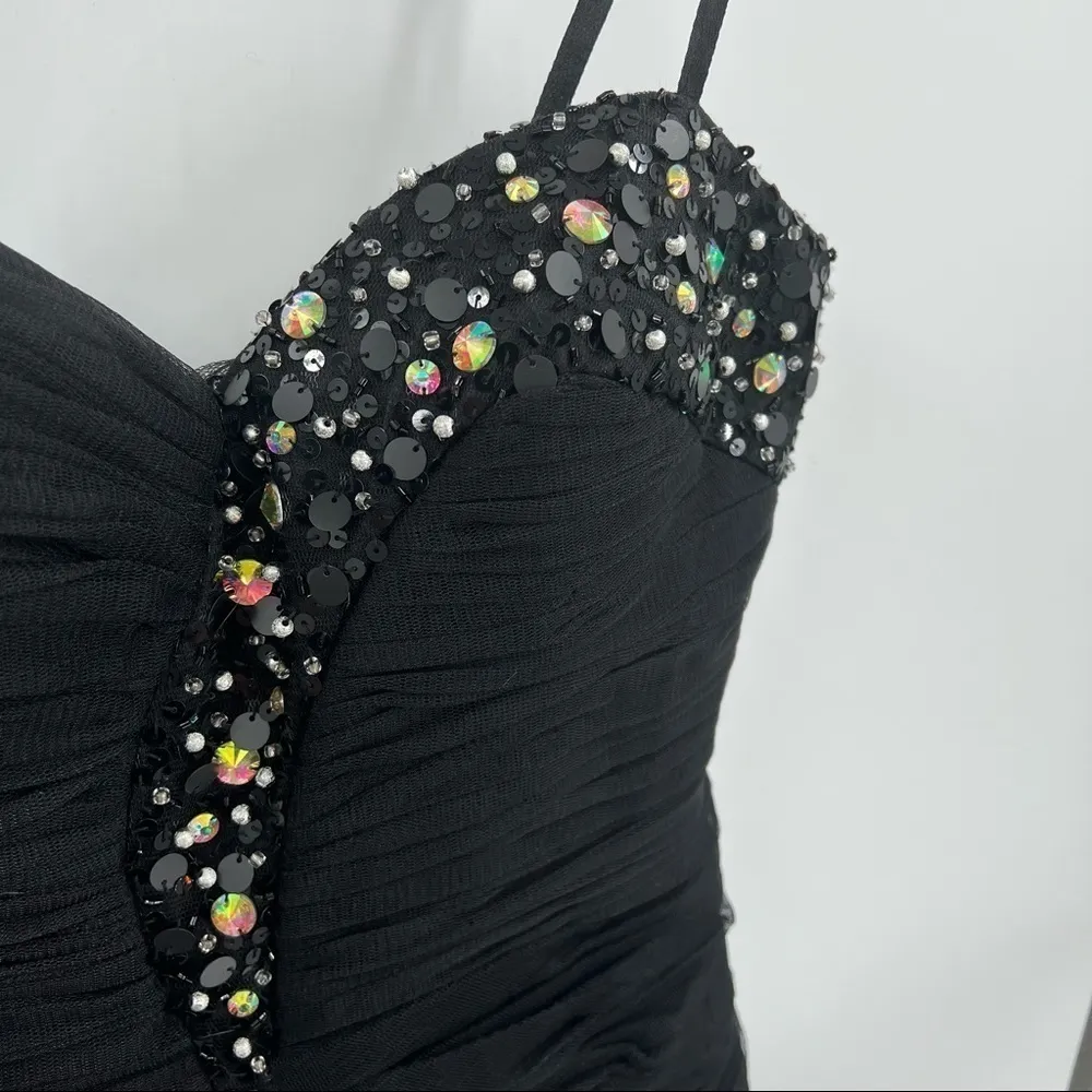 DAVE & JOHNNY Strapless Ruched Sequin Mini Cocktail Black Dress Size 9/10 NEW - Image 7