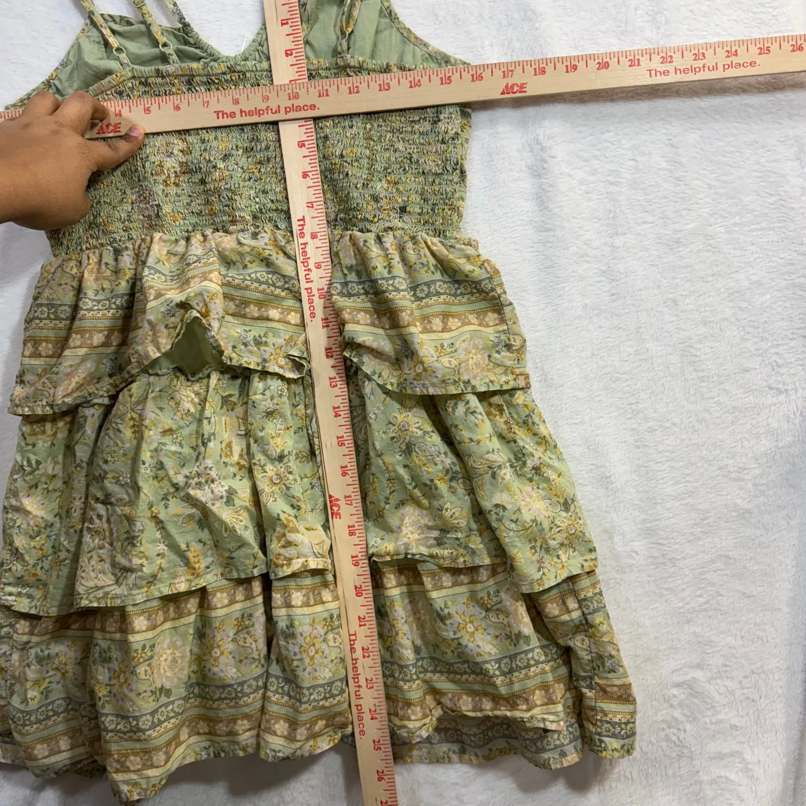 NEW American Eagle M Floral Green Tiered Sundress Cottagecore Boho Fest Summer - Image 8