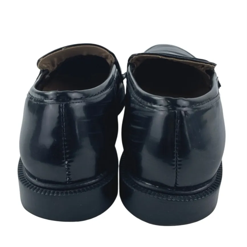 H&M Women's Black Patent Leather Almond Toe Slip On Mocassins Loafers Shoes Sz 4 - Image 3