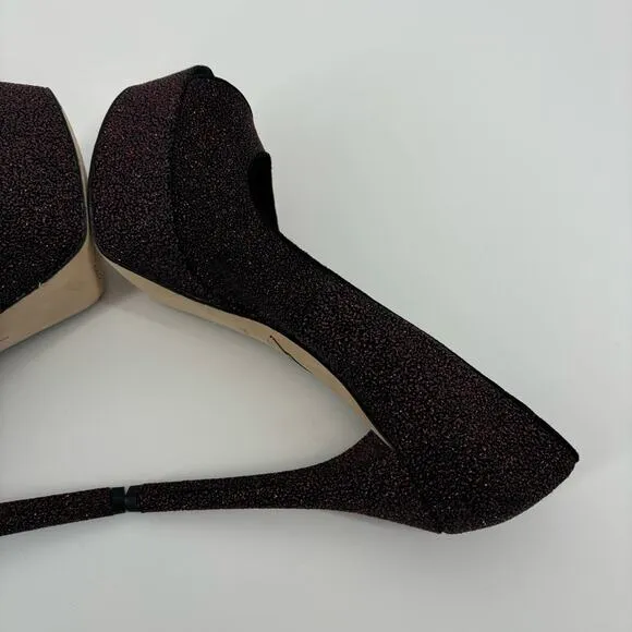 Brian Atwood‎ Bambola Peep Toe Fuchsia Sparkle Leather Size 8 Sexy Glam Baddie - Image 7