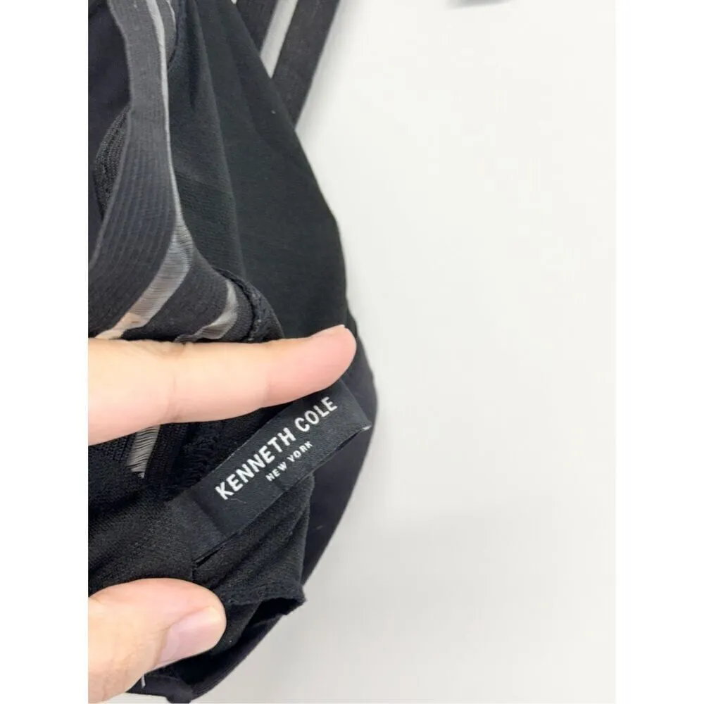 Kenneth Cole Swimming Top Size Medium Black Stretch Crisscross Padded - Image 6