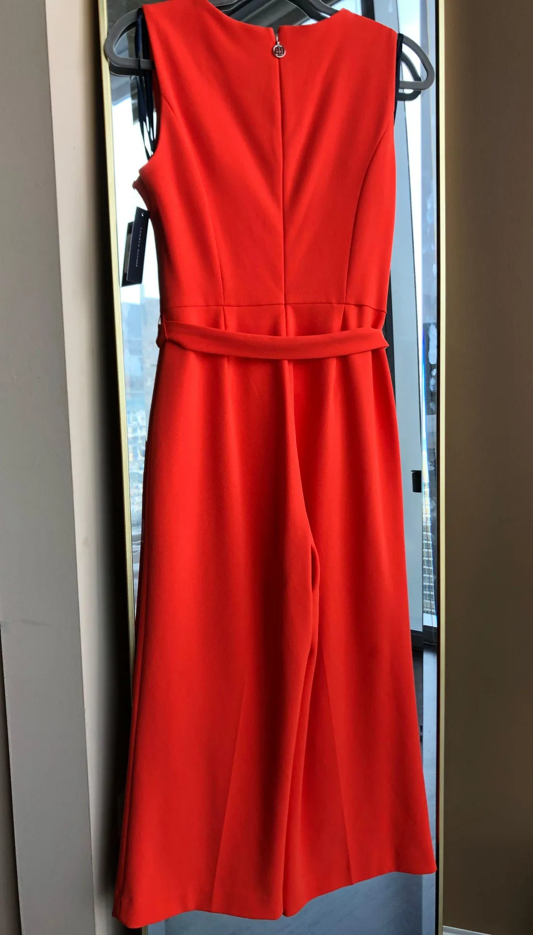 Orange Flare Cropped Leg Jumpsuit With Belt  - Image 2