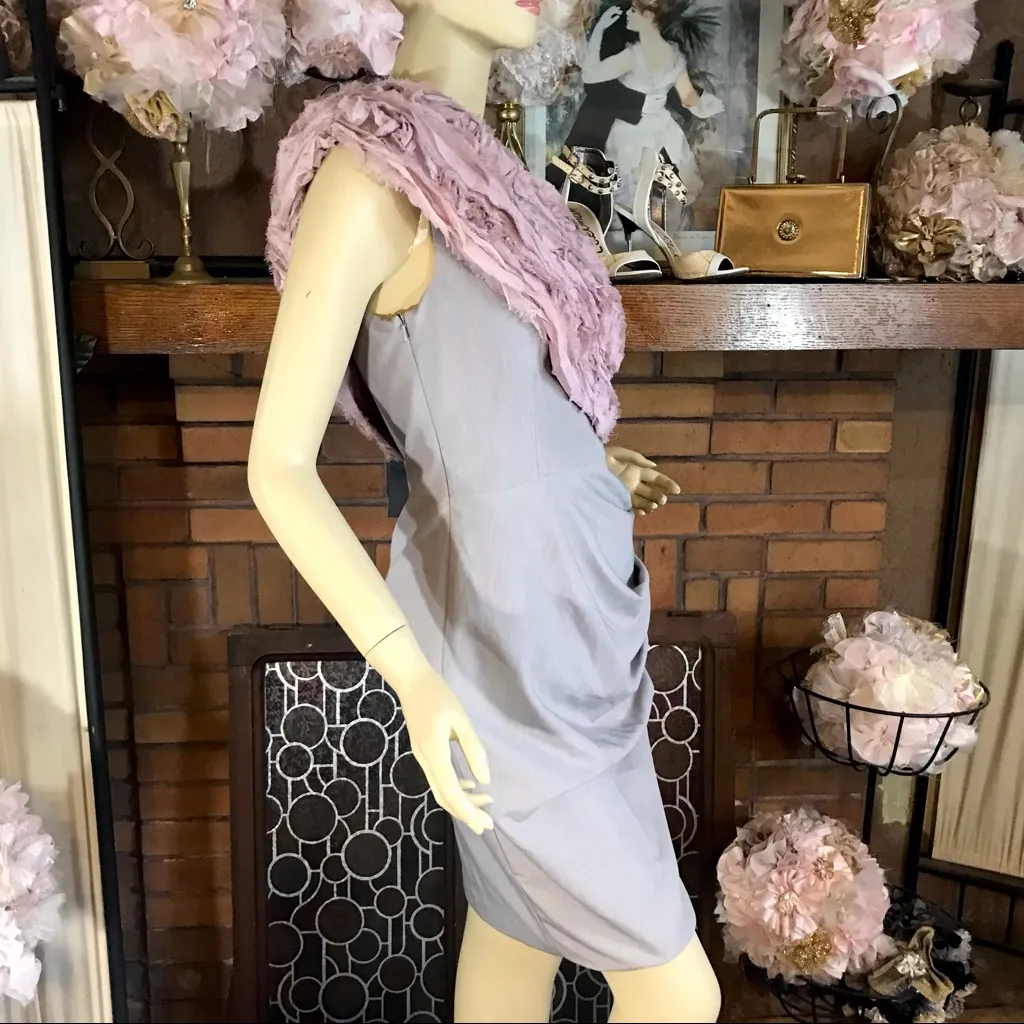 BLACK HALO PURPLE ONE SHOULDER ROSETTE DETAIL SHEATH PARTY DRESS NWT (6) - Image 5