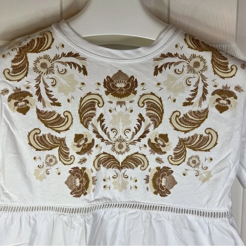 NWT‎ Zara Women's Moroccan Peplum Top Size Small White Work Wear - Image 5