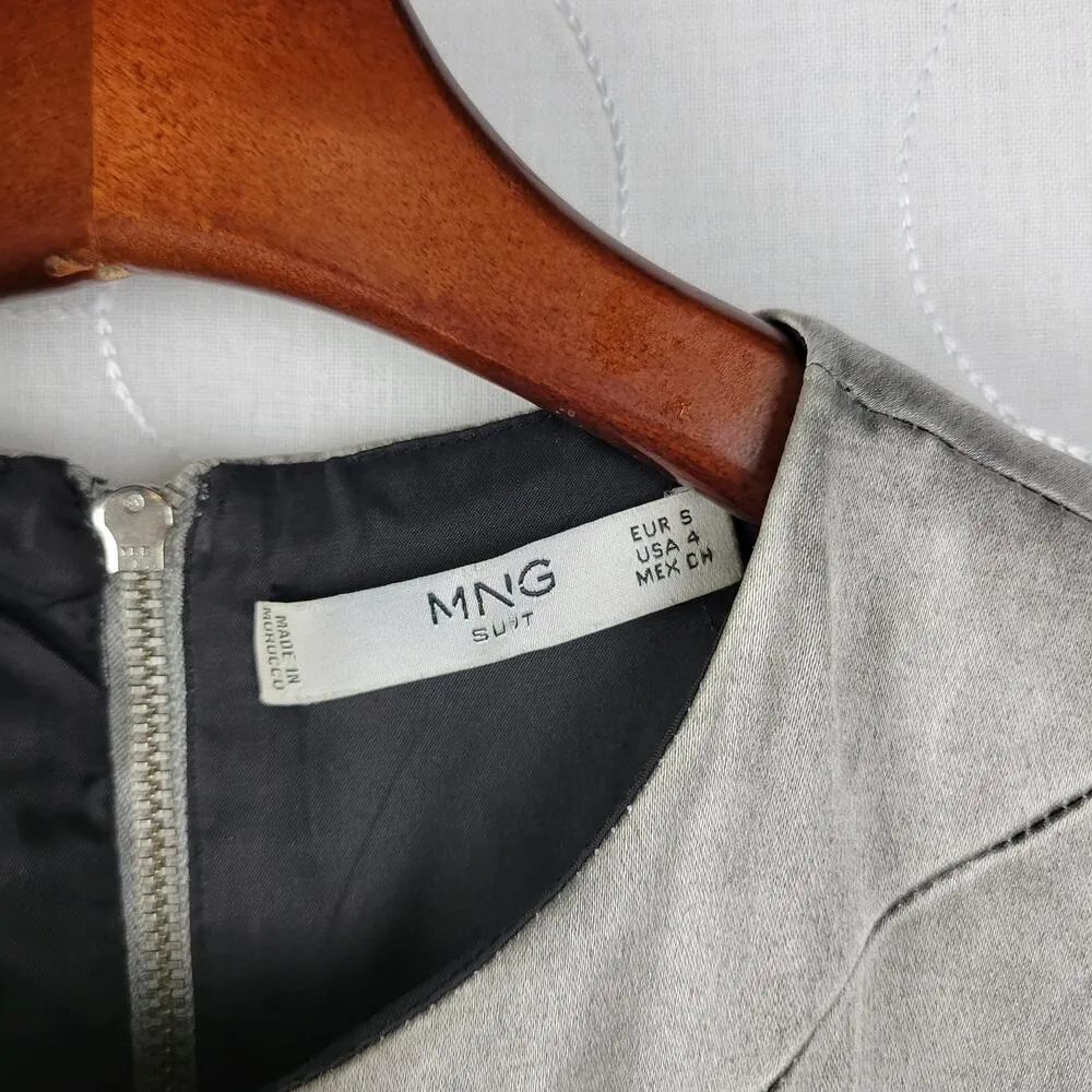 MNG Suit Women's Cocktail Dress 4 Silver Gray Sleeveless Round Neck Back Zip - Image 9