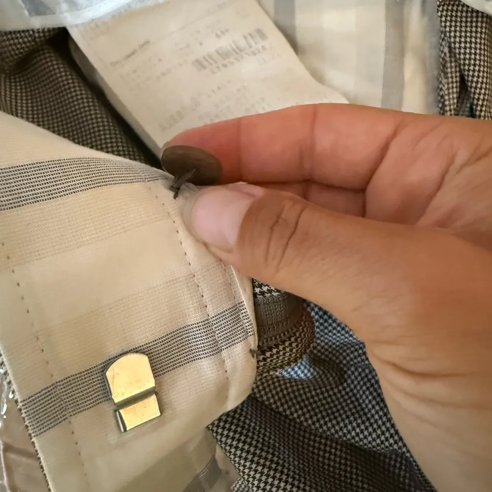 Giorgio Armani Brown Houndstooth Wool Wide Leg Pants - Image 5