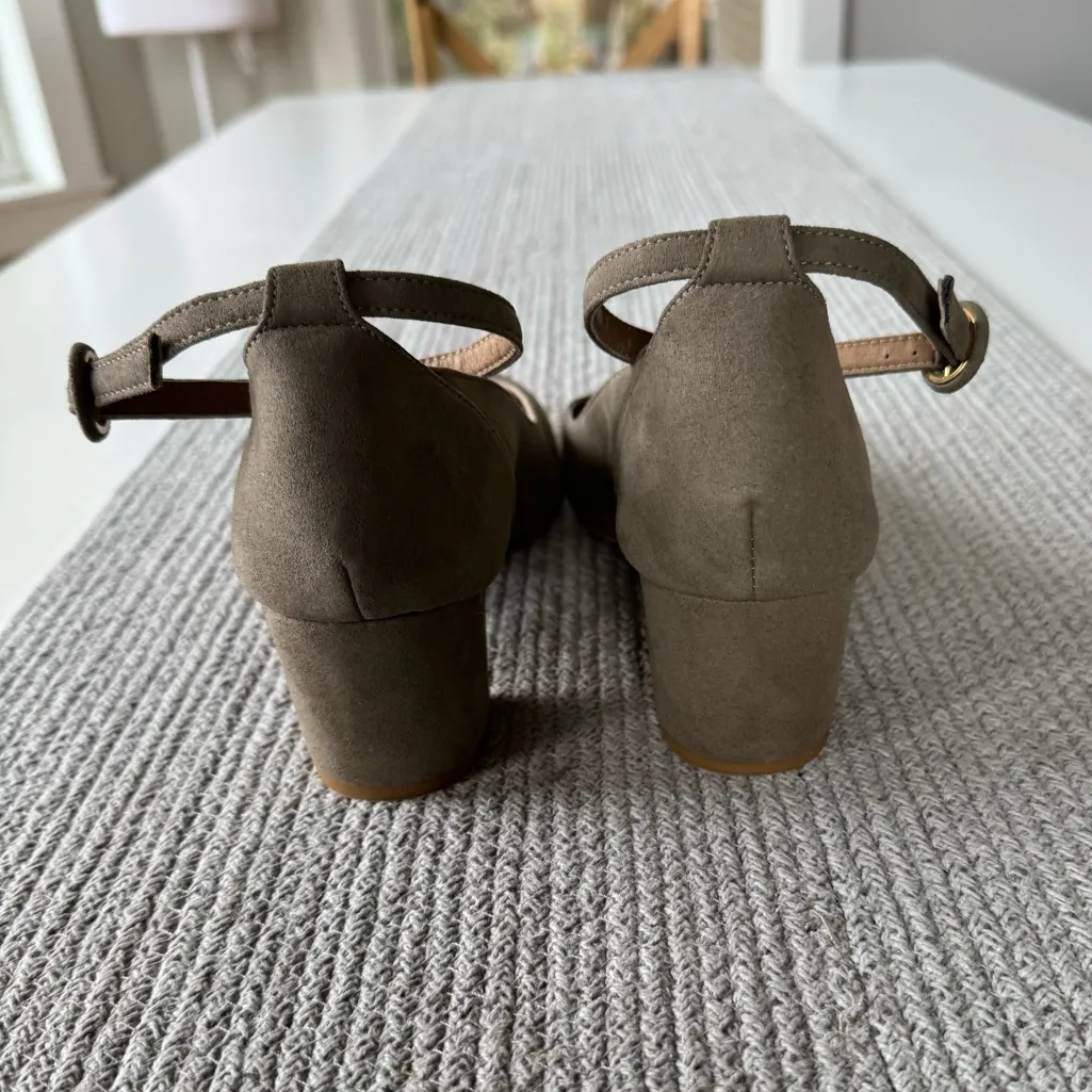 Novacas Light Gray Taupe Suede Block Heel Ankle Strap Pumps Dress Shoes Sz 40 9 - Image 8