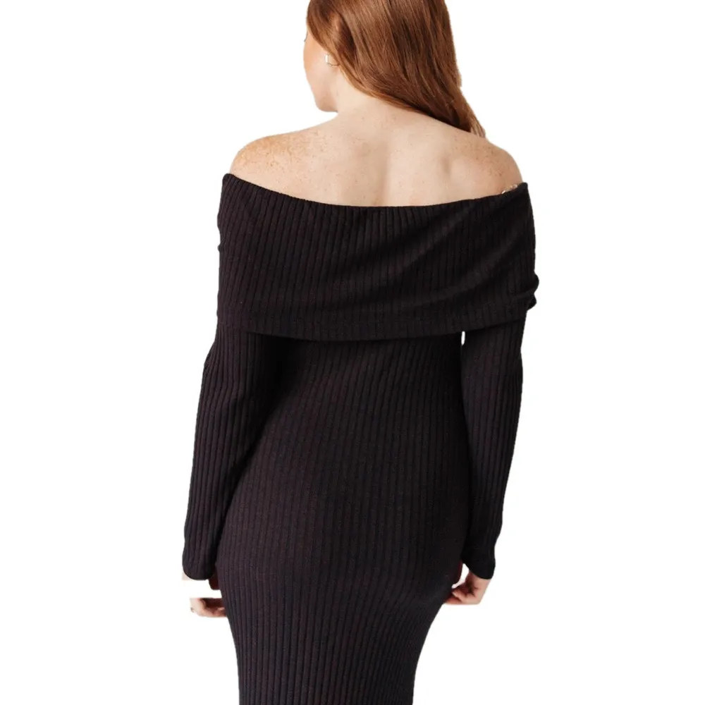 Andree By Unit Sweater Knit Off the Shoulder Long Sleeve Midi Dress Small Chic - Image 4