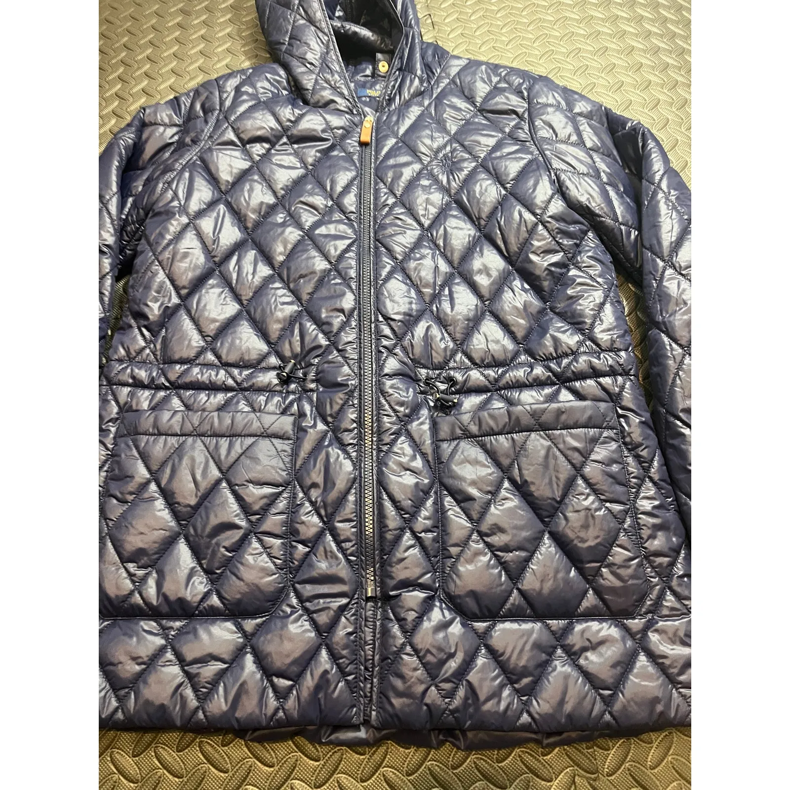 Polo Golf Ralph Lauren Womens Quilted Winter Jacket Coat Navy Blue Pockets Sz M Size M - Image 2