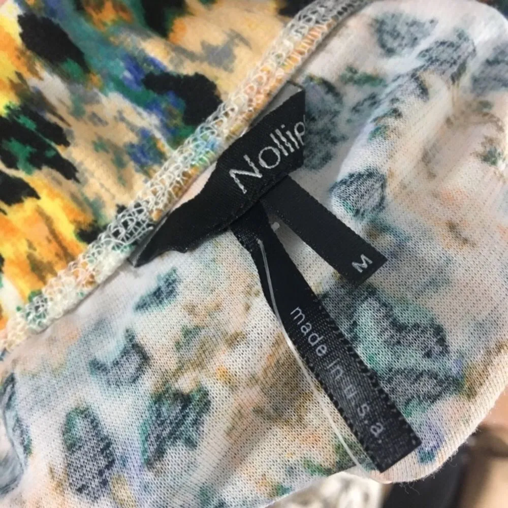 PacSun Nollie Yellow Floral Mini Skirt Medium Orange New Night Out Spring - Image 3