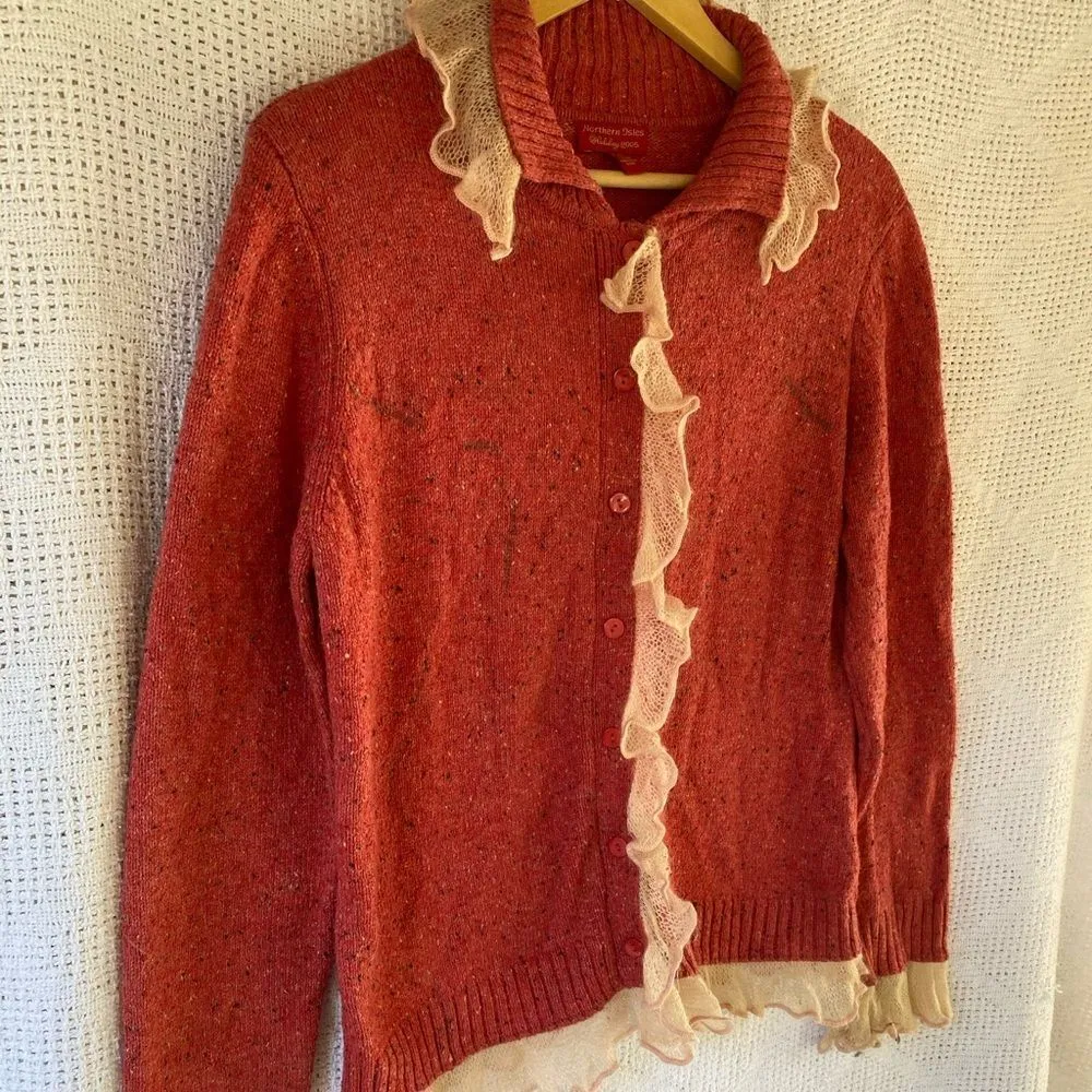 Vintage Northern Isles Holiday 2005 Cardigan Sweater‎ Pink Size L - Image 4