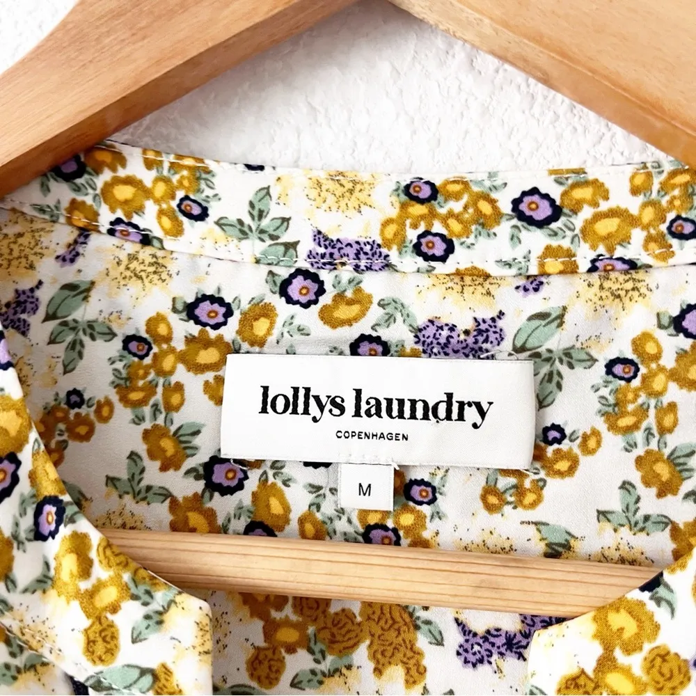 Lolly’s Laundry Audrey Flower Print Midi Dress in Yellow Gold Size M - Image 3