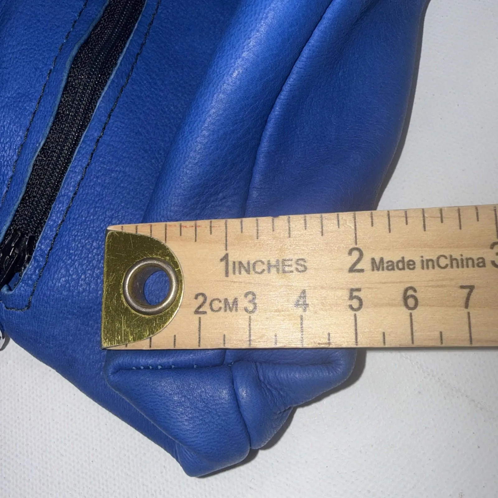 Aloha From Hawaii Dyed Leather Embellished Zip Wristlet Coin Purse Wooden Fish Blue - Image 8