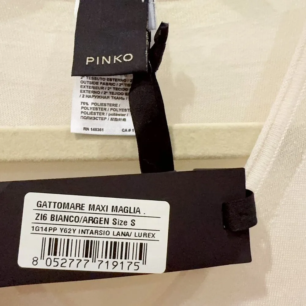 NWT PINKO GATTOMARE MAXI MAGLIA SWEATER White - Image 5
