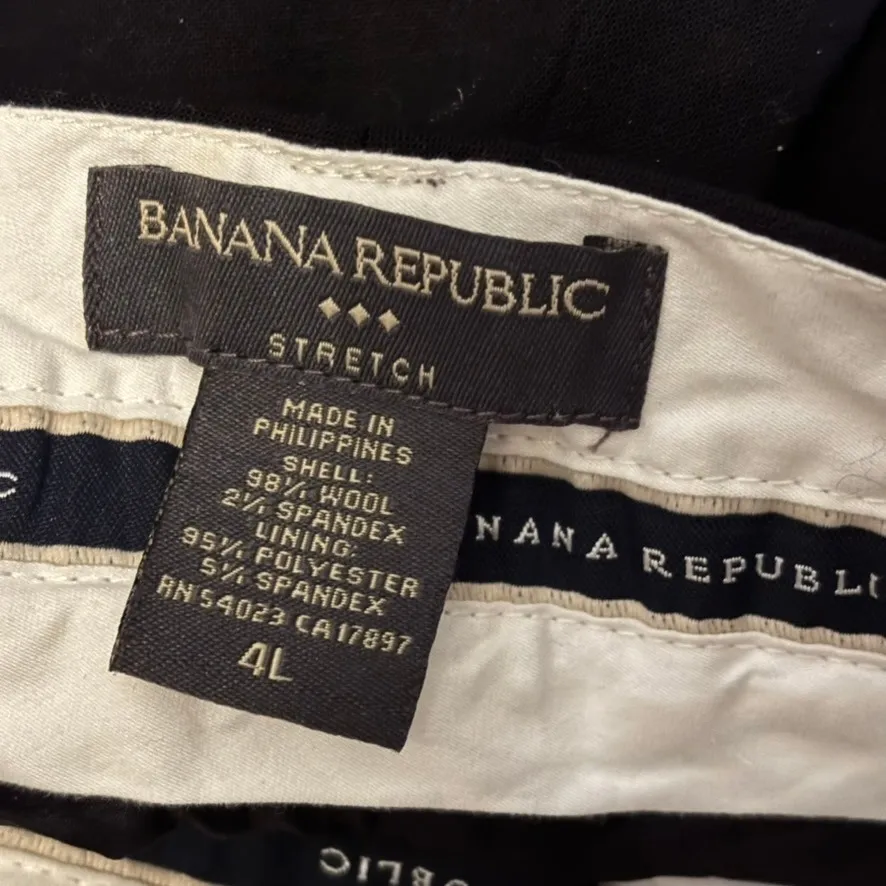 Vtg y2k Banana Republic Wool Dress Pants Sizes 4L Black Flare Leg Low Rise - Image 2