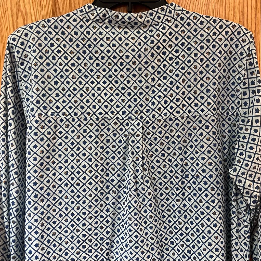 Roberta Roller Rabbit Gold Button Down Geometric Print Shirt‎ Tunic Size Large - Image 10