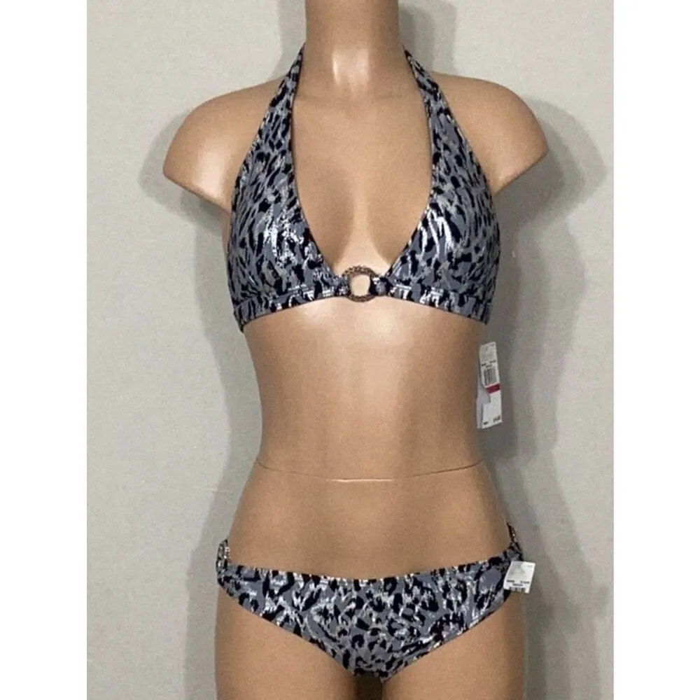 New. Michael Kors frozen Leopard chain ring bikini set. Normally $169. (D)L–top/ - Image 3