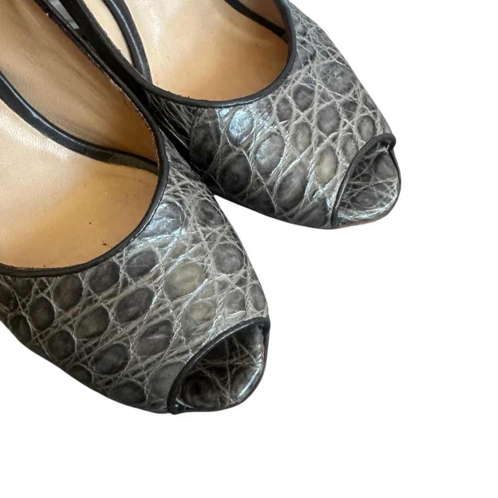 Bottega Veneta Leather High Heels Pumps Peep Toe Textured Size 36.5 EU 6 Women's - Image 4