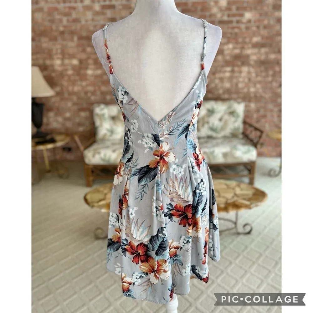 Soieblu Dress Mini Grey Floral Skater Sleeveless S Garden Sundress Party Chic - Image 6