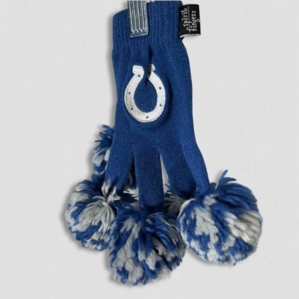 NWOT NFL Indianapolis Colts Spirit Fingers Gloves Cheer Pom Poms Blue/White OS - Image 3
