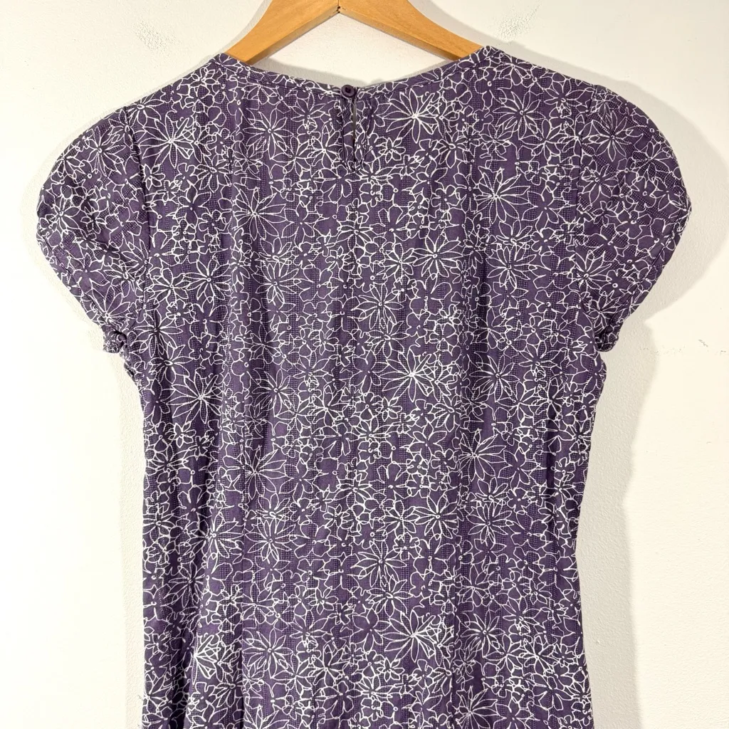 Boden Purple Short Sleeve Smocked Bodice Ditsy Floral Flower Dress Size 6 - Image 8