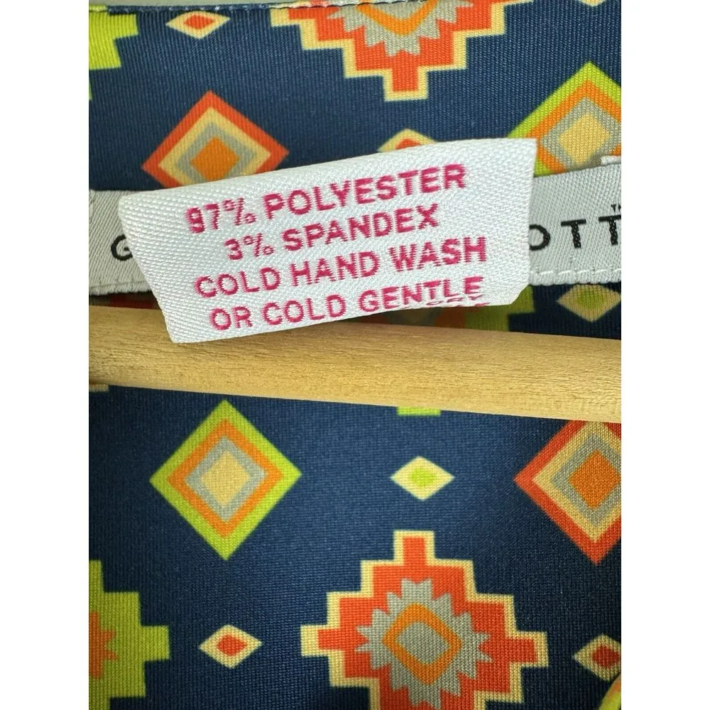 GRETCHEN‎ SCOTT JERSEY SPLIT NECK DRESS OBEROI AZTEC SOUTHWESTERN GEOMETRIC SZ S - Image 3