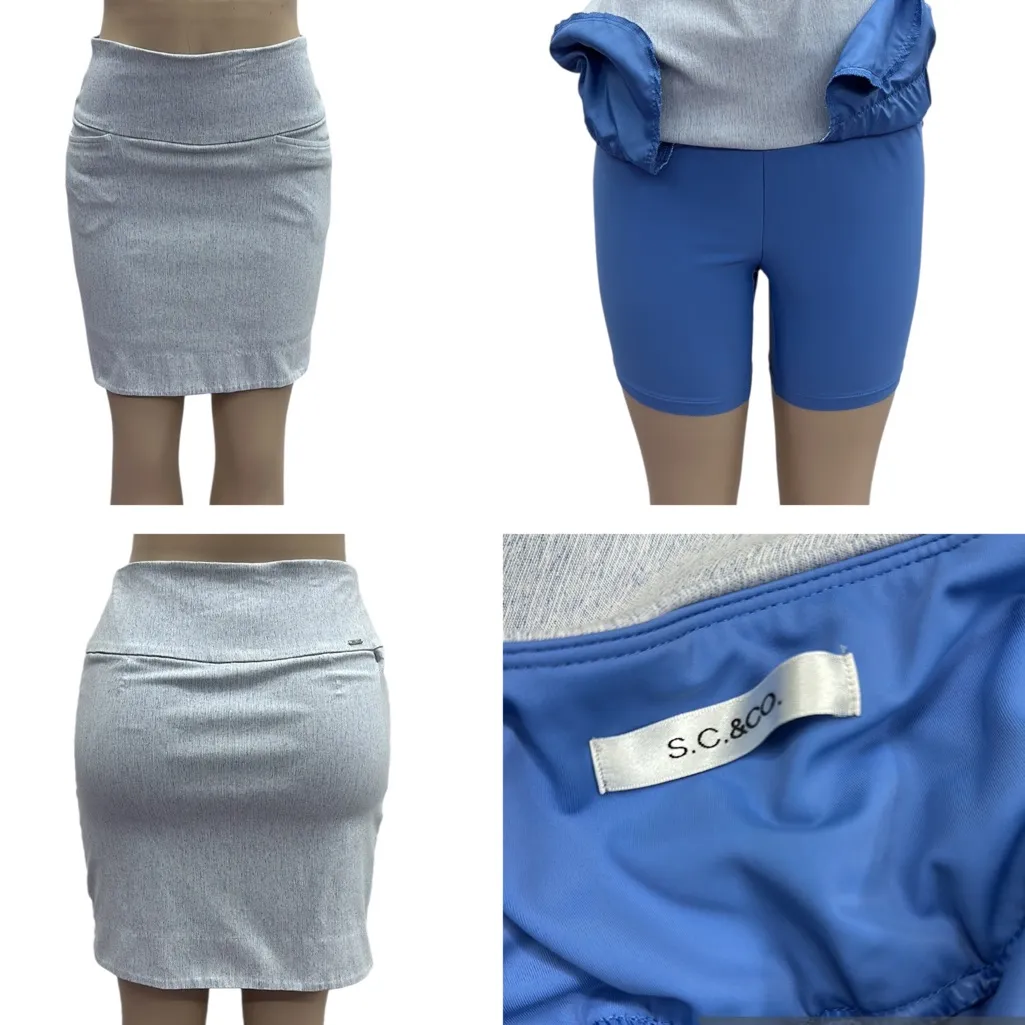 SC and Co Heathered Light Blue 360 Tummy Control Skort Stretch Pull On Womens S White - Image 2