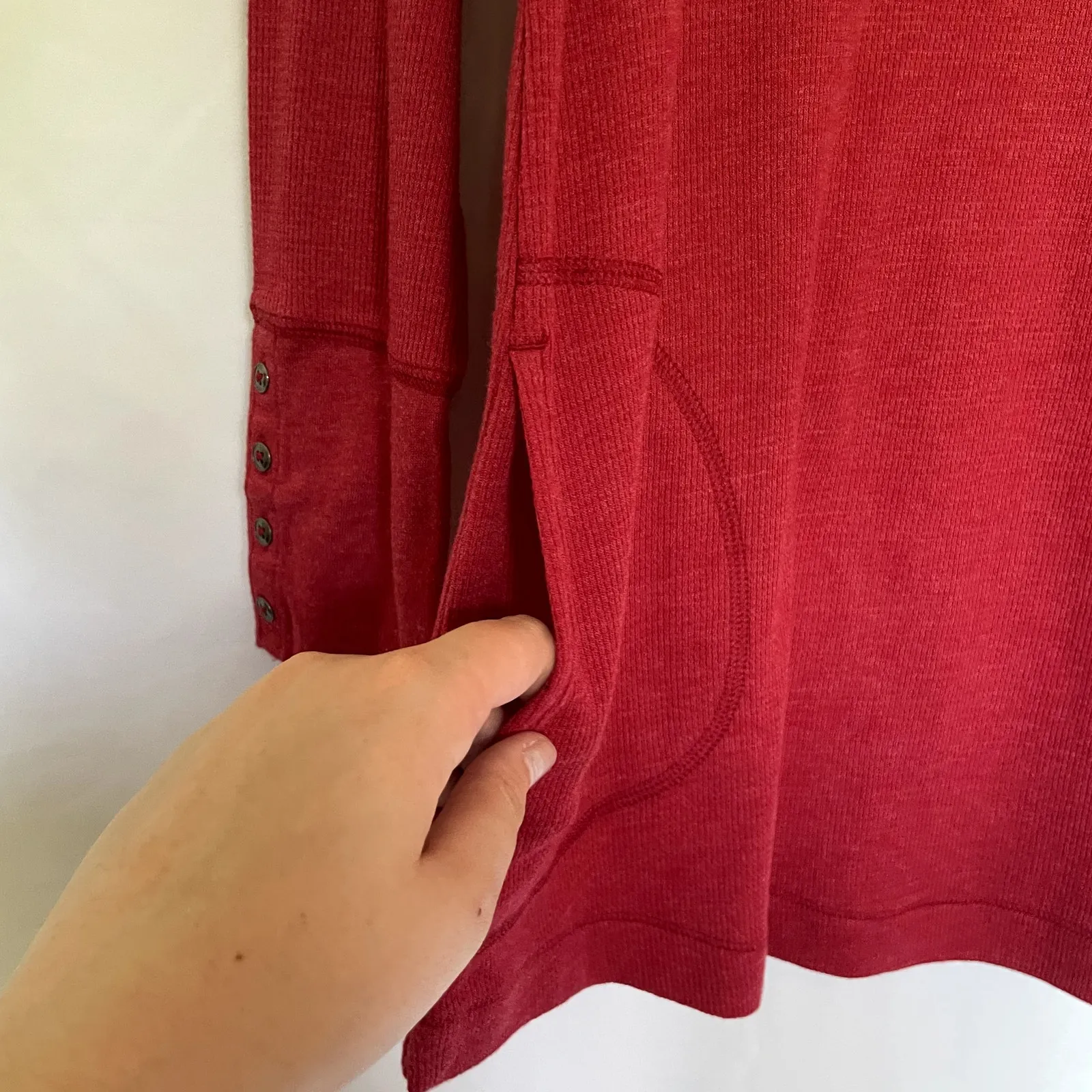 NWT J.Jill red knit sweater long sleeved women's size MP casual pockets button - Image 4