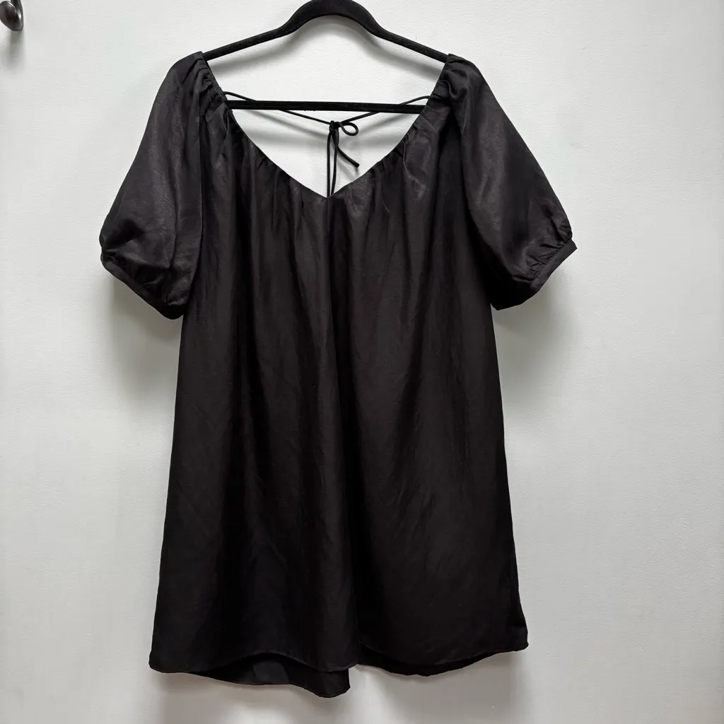 Banana Republic Linen Blend Puff Sleeve Mini Dress in Black L - Image 5